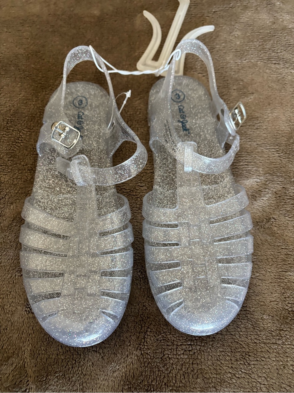 NWT Cat & Jack Clear Glitter Jelly Sandals